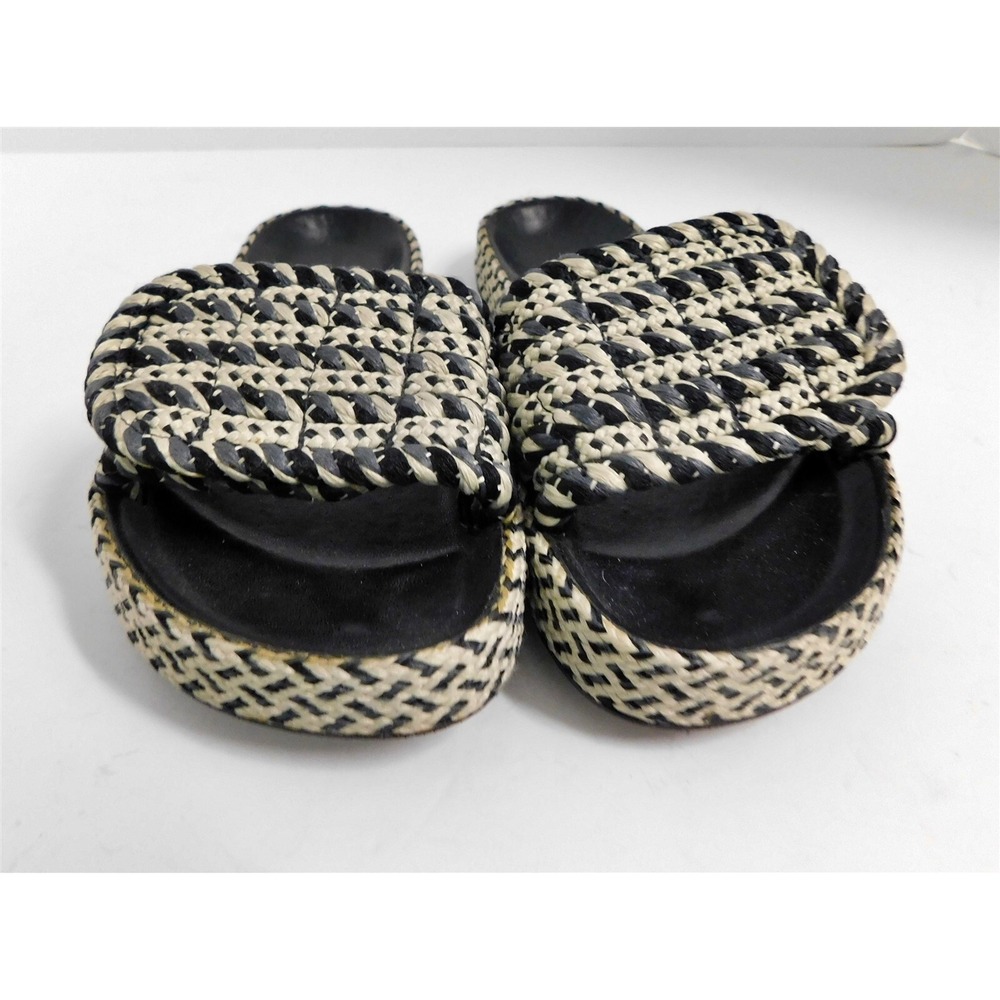 Isabel Marant‎ Black Beige Rafia Slide Sandals sz 36 - Picture 4 of 6